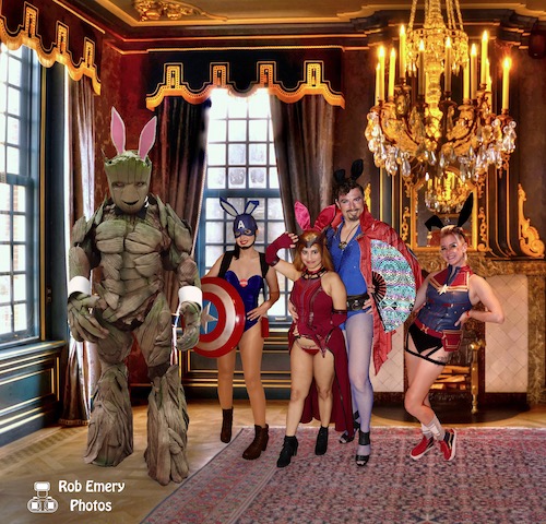 Marvel bunnies arrive at the Playboy Mansion